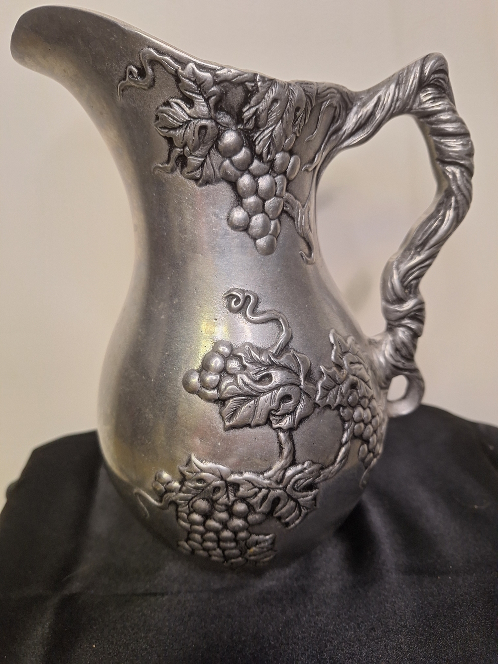 Carson Statesmetals Decorative Grape-Embossed Elegant Pewter Pitcher